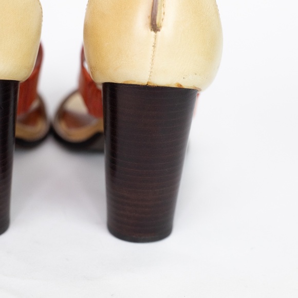 Rebecca Minkoff Orange Sandals Strappy Stacked Heels 10M - Picture 7 of 14